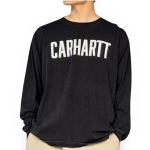 Carhartt Black Long Sleeve Crew with White Logo